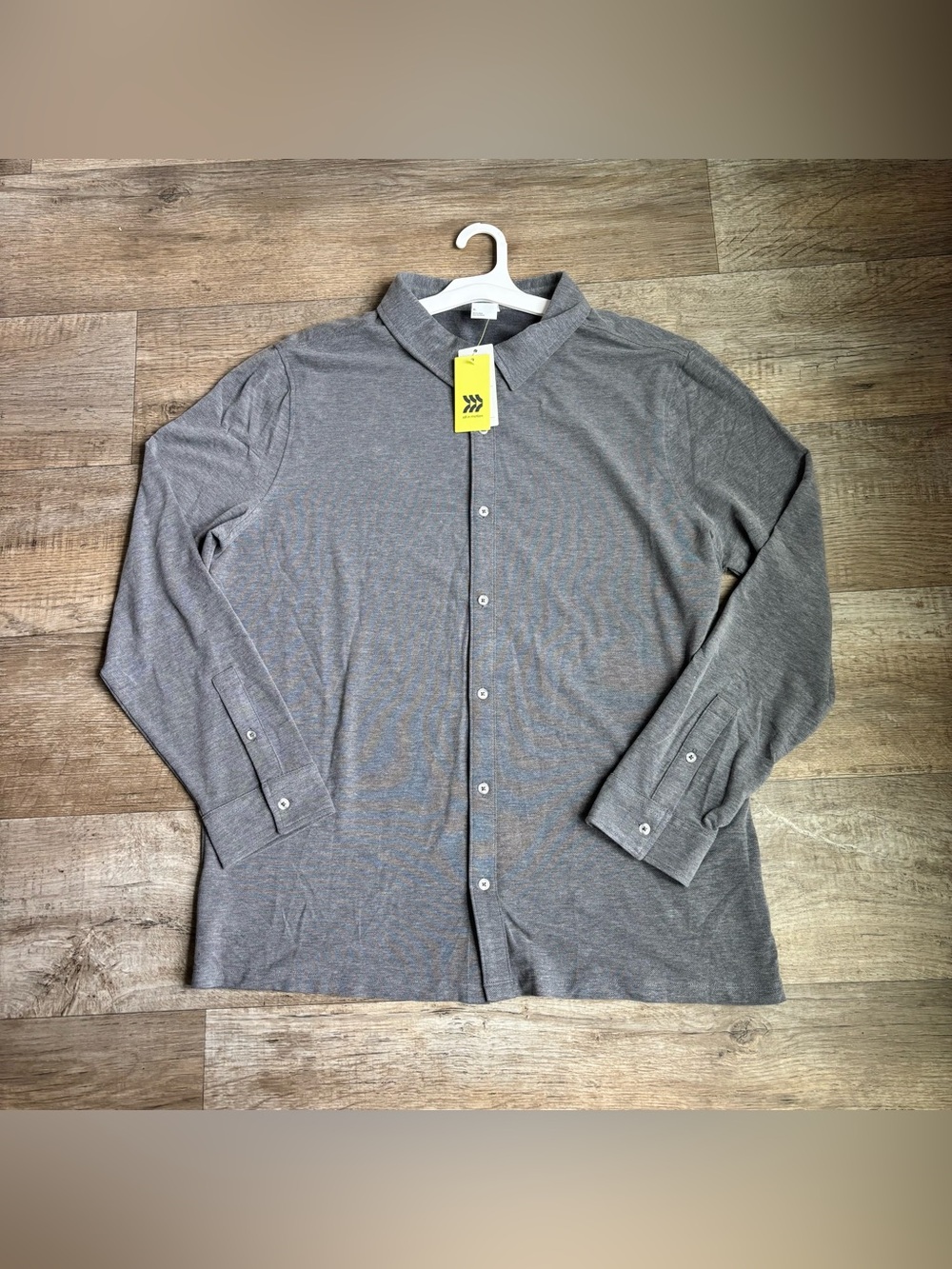 All in Motiom Men’s Collar Performance long sleeve button shirt gray size XL